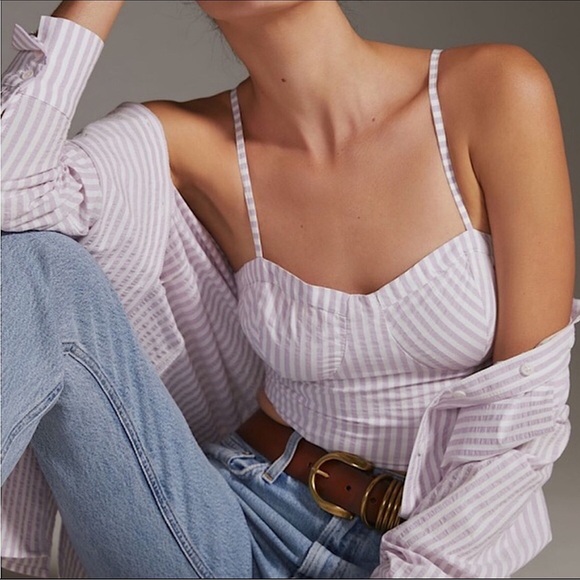 Anthropologie Tops - Anthropologie Lavender Striped Camisole